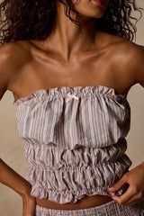 Honeysuckle Pink Striped Smocked Tube Top