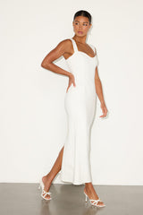 Samai White Cap Sleeve Bodycon Midi Dress