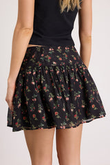Floretta Black Floral Mid-Rise Mini Skirt