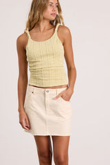 Prairie Cream Denim Mid-Rise Mini Skirt