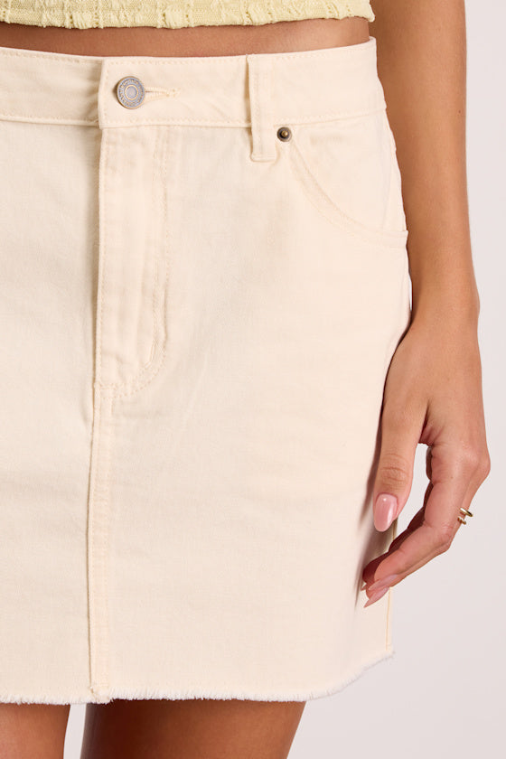 Prairie Cream Denim Mid-Rise Mini Skirt
