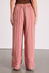 Docia Pink Striped Cotton Wide-Leg Pants