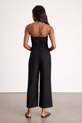Sunshine Aura Black Tie-Front Strapless Jumpsuit