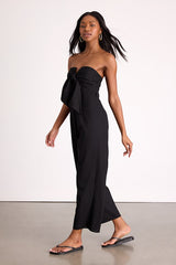 Sunshine Aura Black Tie-Front Strapless Jumpsuit
