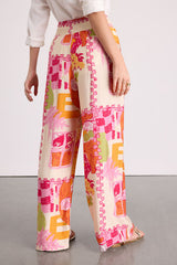Breezy Getaway Cream Multi Print Wide-Leg Pants