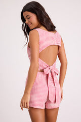 Harmony Pink Gingham Tie-Back Tank Top