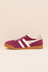 Elan Cerise Color Block Suede Leather Sneakers