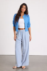 Tilly Blue Gingham Mid-Rise Wide-Leg Pants