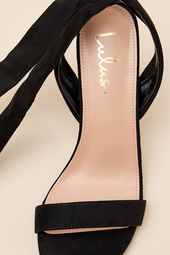 Eva Black Suede Lace-Up High Heel Sandals