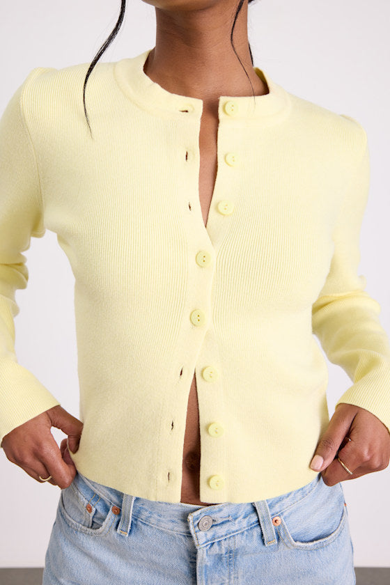 Araya Light Yellow Button-Up Cardigan