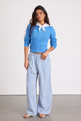 Araya Bright Blue Button-Up Cardigan