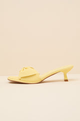 Pompano Yellow Bow Kitten Heel Slide Sandals