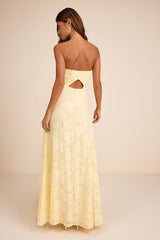Garden of Romance Light Yellow Burnout Maxi Dress