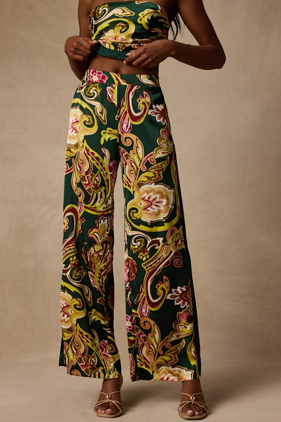Marissa Green Boho Satin Tie-Back Two-Piece Jumpsuit