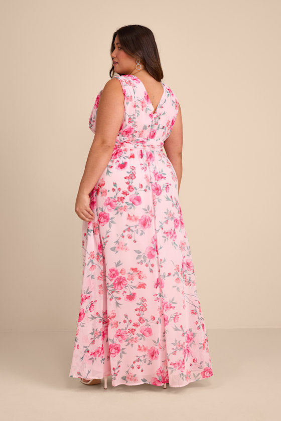 Heavenly Hues Pink Floral Maxi Dress
