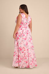 Heavenly Hues Pink Floral Maxi Dress