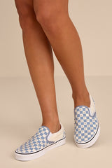 Classic Glacial Slate Checkerboard Rhinestone Slip-On Sneakers
