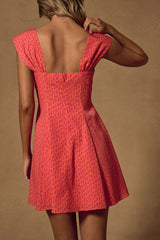 Filicia Coral Ditsy Floral Cap Sleeve Mini Dress