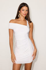 Josie Ivory Jersey Knit Ruched Maxi Dress