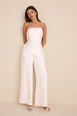 Zettie White Organza Asymmetrical Jumpsuit