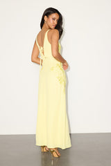 Julissa Light Yellow Embroidered Tie-Back Maxi Dress