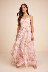 Breigh Blush Floral Sleeveless Maxi Dress