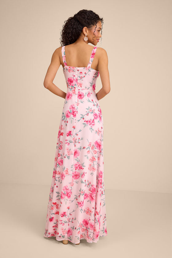 Remarkable Arrival Light Pink Floral Sleeveless Maxi Dress