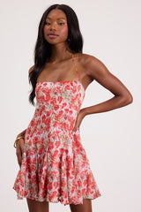 Sophrina Red Floral Halter Mini Dress