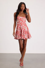 Sophrina Red Floral Halter Mini Dress
