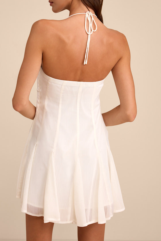 Sophrina White Halter Mini Dress