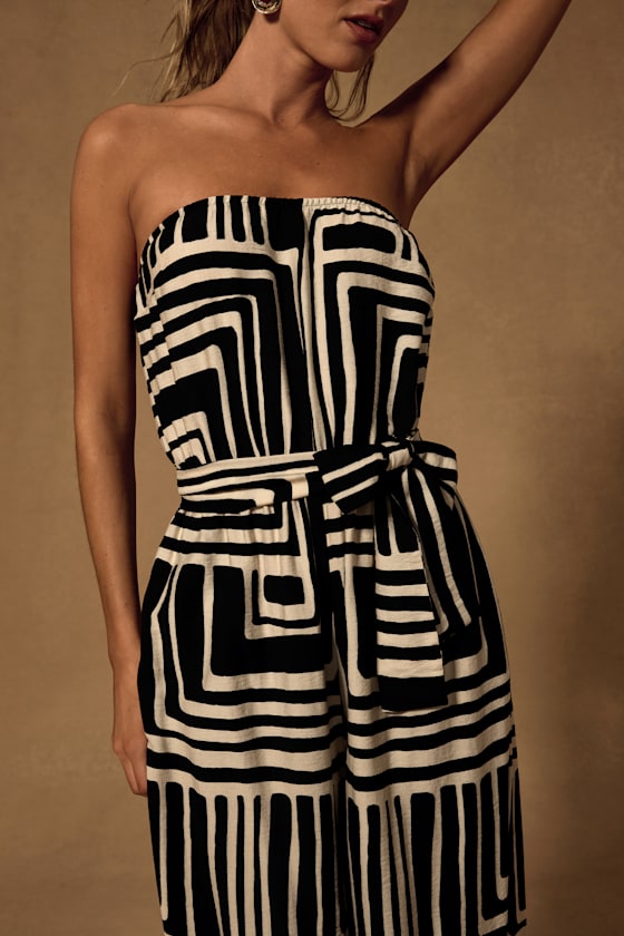 Lanora Black Abstract Print Wide-Leg Jumpsuit