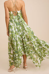 Dezzi Green Multi Floral Halter Shift Maxi Dress