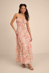 Keiko Sage Multi Floral Tiered Maxi Dress