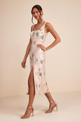 Diani Blush Abstract Jacquard Column Midi Dress