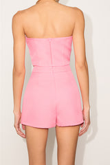 Beata Pink Strapless Two-Piece Skort Romper