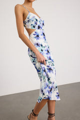 Janetta White Multi Floral Cutout Midi Dress