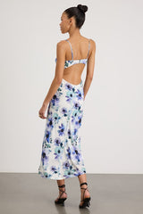 Janetta White Multi Floral Cutout Midi Dress