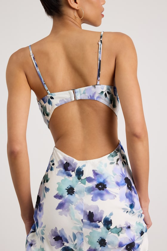 Janetta White Multi Floral Cutout Midi Dress