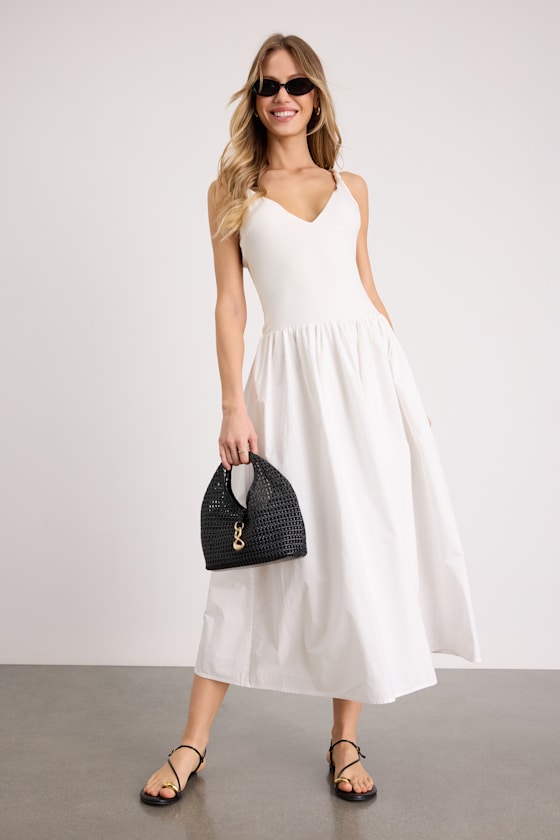 Tyler White Twisted Strap Midi Dress