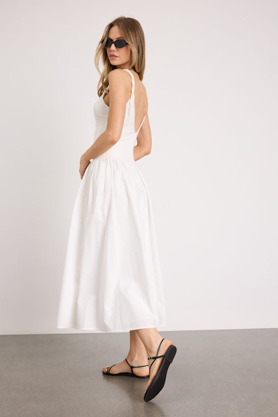 Tyler White Twisted Strap Midi Dress