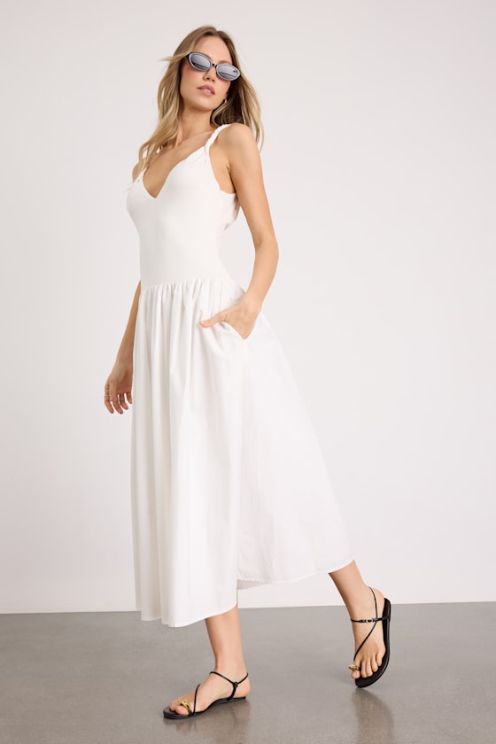Tyler White Twisted Strap Midi Dress