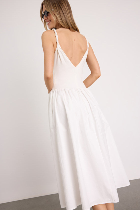 Tyler White Twisted Strap Midi Dress