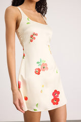 Malandra Cream Multi Print Satin Mini Dress