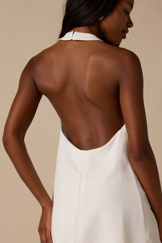 Perrie White Backless Shift Mini Dress