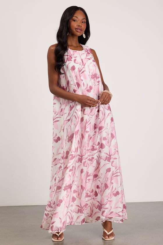 Harmen Ivory Floral Shift Maxi Dress