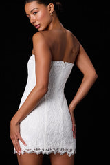 Daley White Lace Strapless Mini Dress