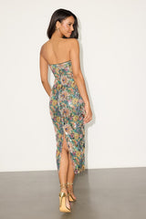 Carlette Multi Floral Sequin Strapless Midi Dress