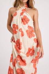 Laurel Cream Floral Halter Maxi Dress