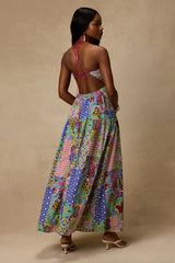 Monica Multi Print Tie-Front Maxi Dress