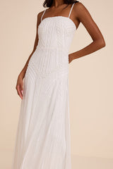 Edessa White Beaded Maxi Dress